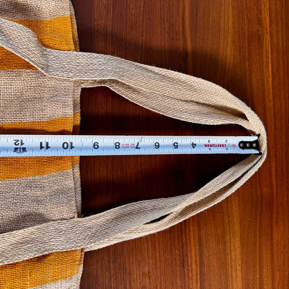 Saardé 100% Natural Woven Jute Market Bag in Mustard Stripe - Beach Pool Tote - Picture 15 of 15